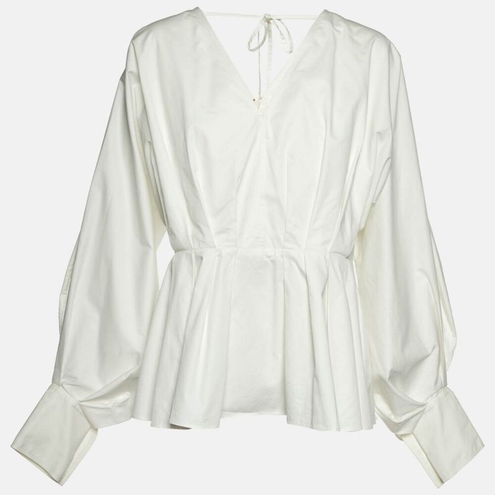 Roksanda Ilincic White Cotton Pleated Blouse L